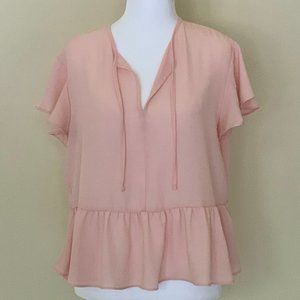 V-Neck Ruffled Sleeve Top